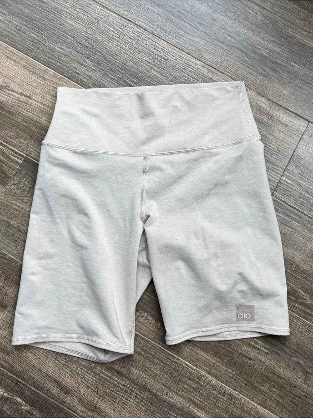 ALO Yoga Light Gray High-Waist Bike Shorts